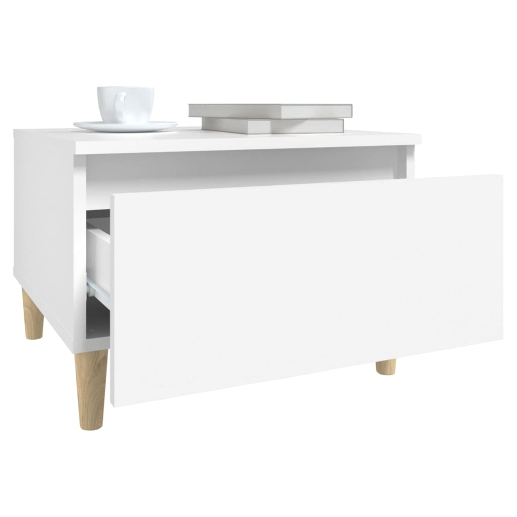 Sidebord 2 Stk Hvit 50X46X35 Cm Konstruert Tre