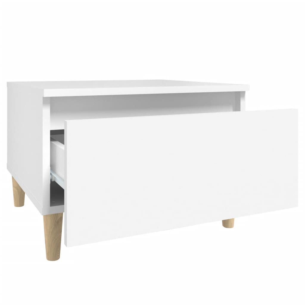 Sidebord 2 Stk Hvit 50X46X35 Cm Konstruert Tre