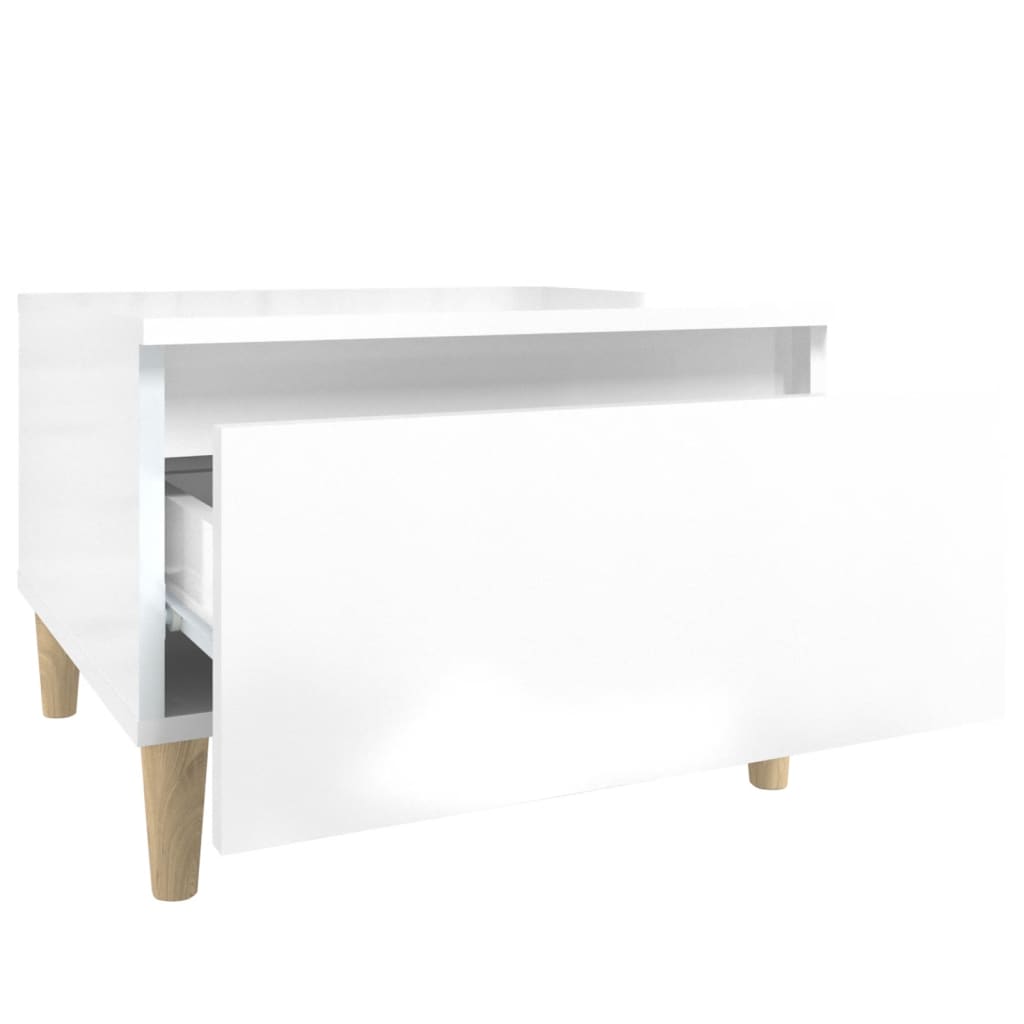 Sidebord Høyglans Hvit 50X46X35 Cm Konstruert Tre