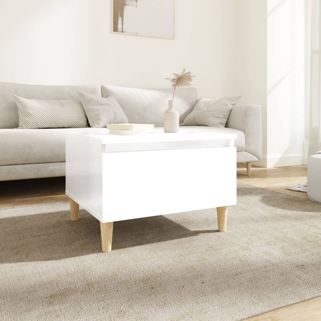 Sidebord Høyglans Hvit 50X46X35 Cm Konstruert Tre