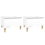 Sidebord 2 Stk Høyglans Hvit 50X46X35 Cm Konstruert Tre
