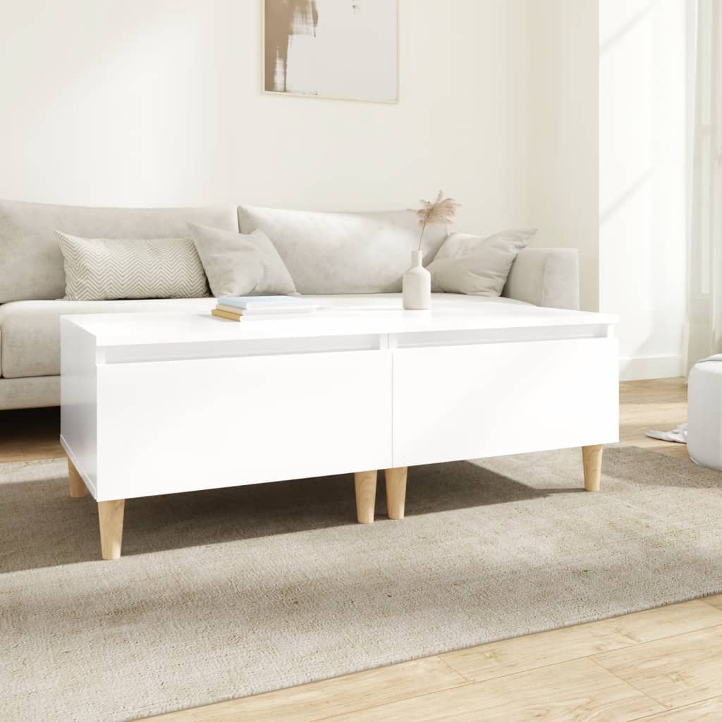 Sidebord 2 Stk Høyglans Hvit 50X46X35 Cm Konstruert Tre