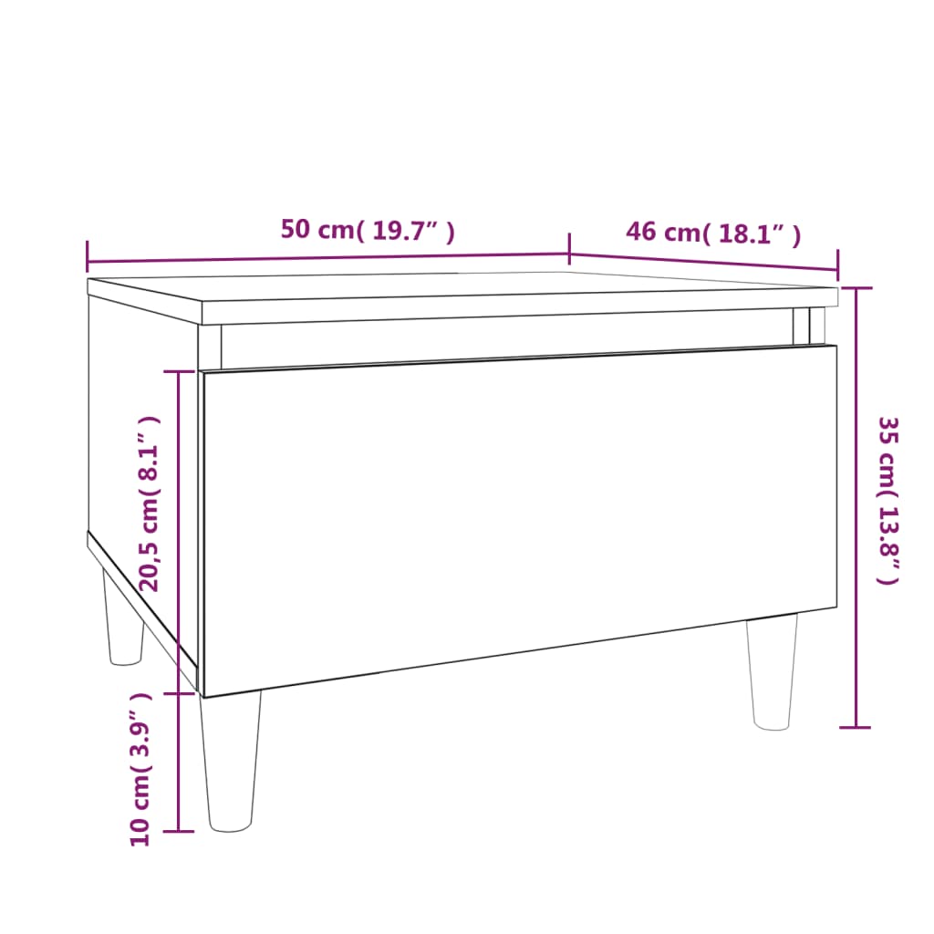 Sidebord Betonggrå 50X46X35 Cm Konstruert Tre