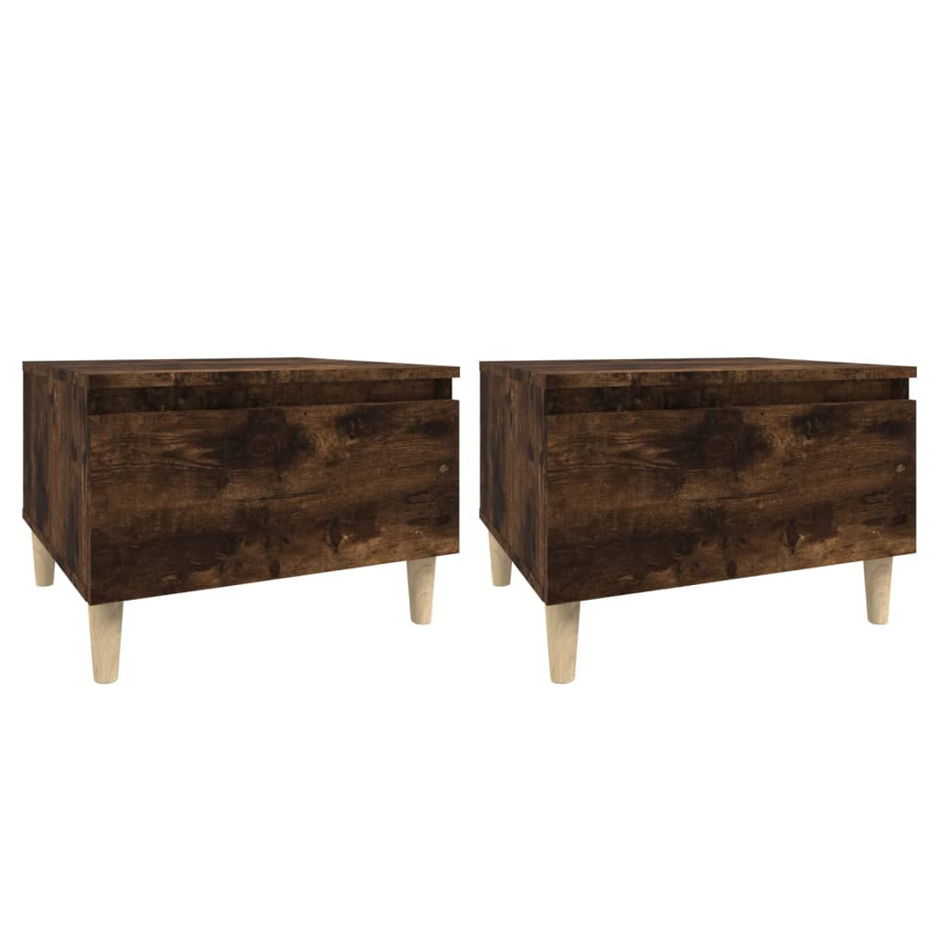 Sidebord 2 Stk Røkt Eik 50X46X35 Cm Konstruert Tre