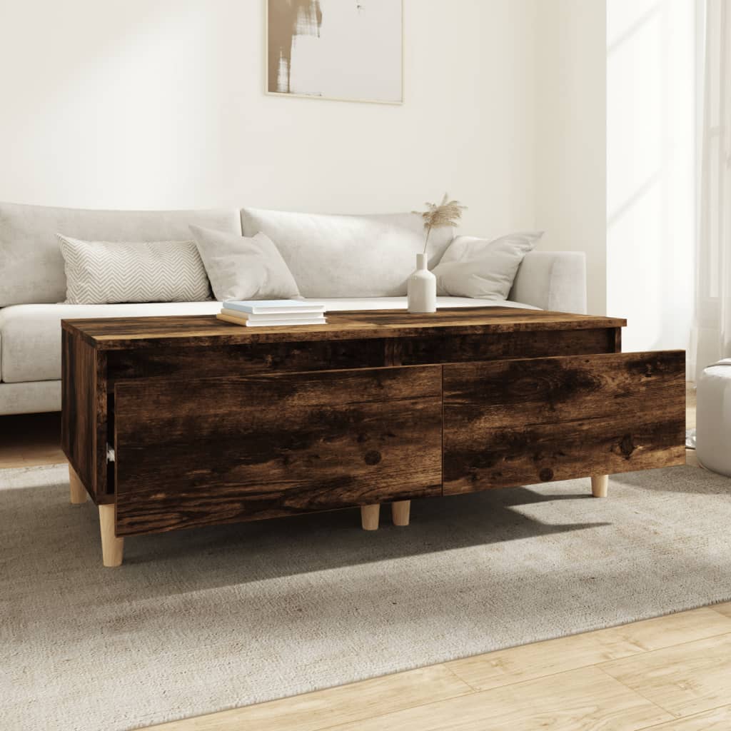 Sidebord 2 Stk Røkt Eik 50X46X35 Cm Konstruert Tre