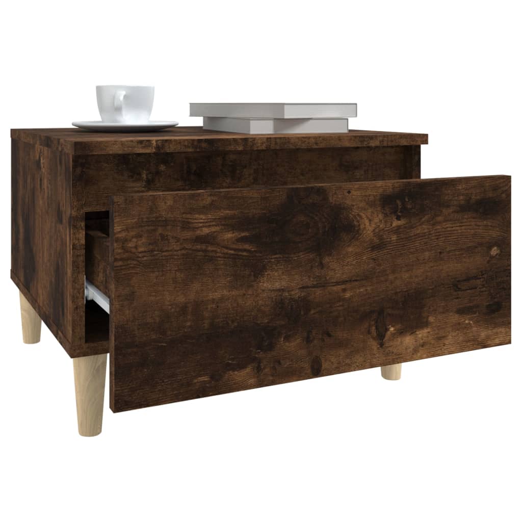 Sidebord 2 Stk Røkt Eik 50X46X35 Cm Konstruert Tre