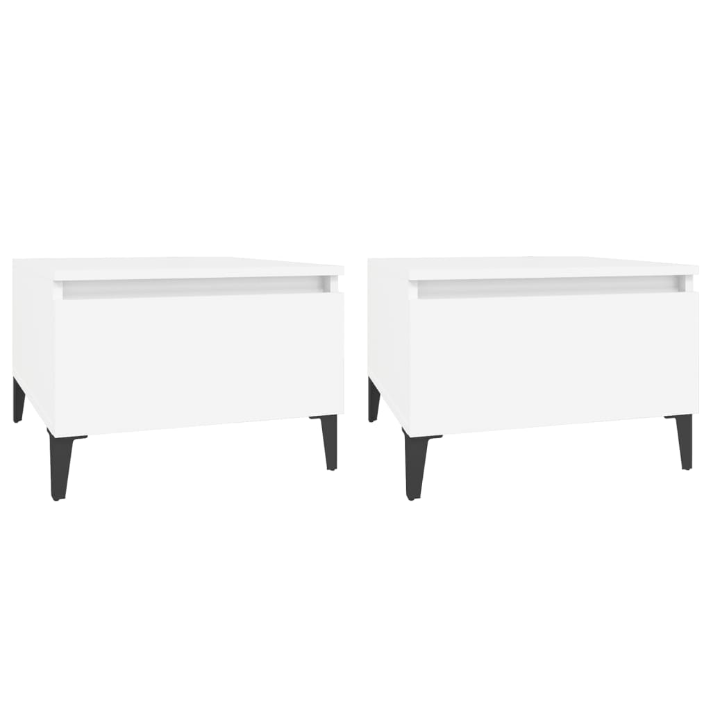Sidebord 2 Stk Hvit 50X46X35 Cm Konstruert Tre