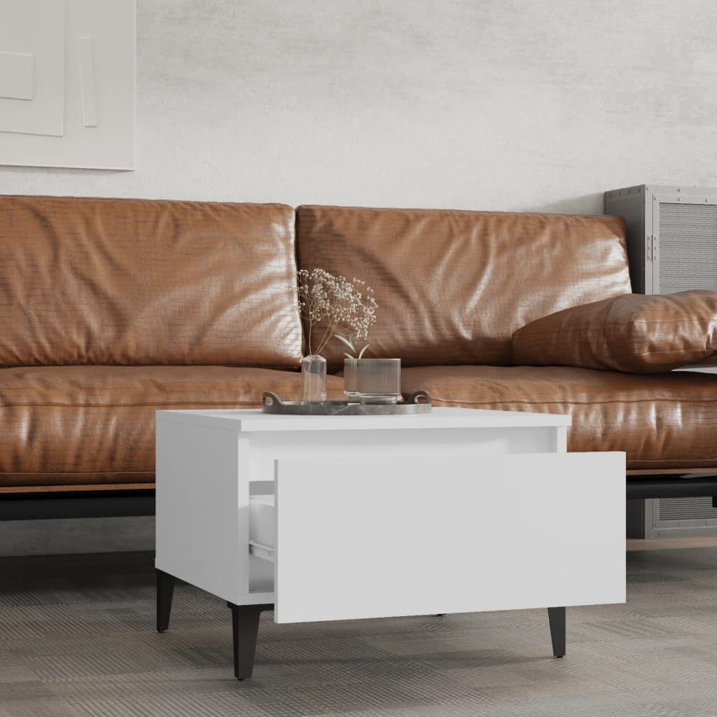 Sidebord 2 Stk Hvit 50X46X35 Cm Konstruert Tre