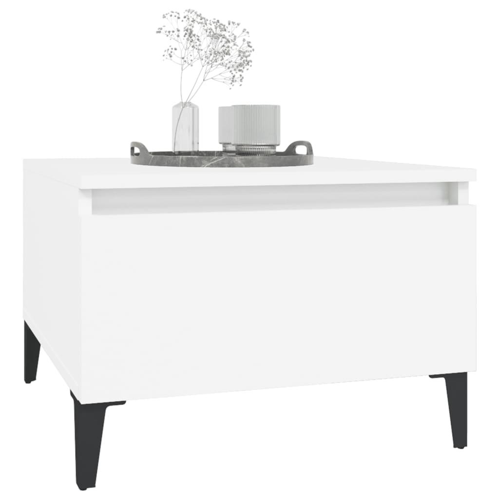Sidebord 2 Stk Hvit 50X46X35 Cm Konstruert Tre