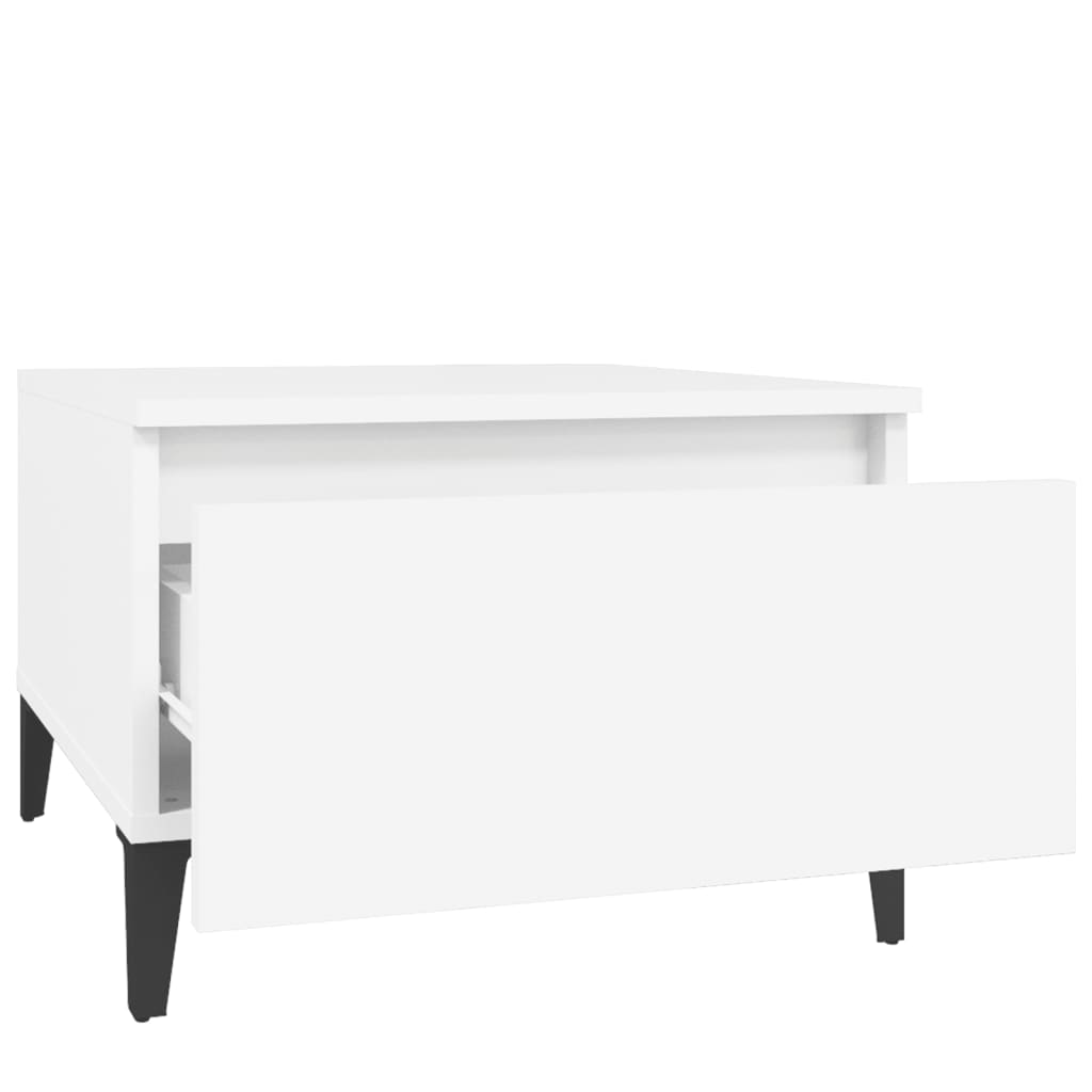 Sidebord 2 Stk Hvit 50X46X35 Cm Konstruert Tre