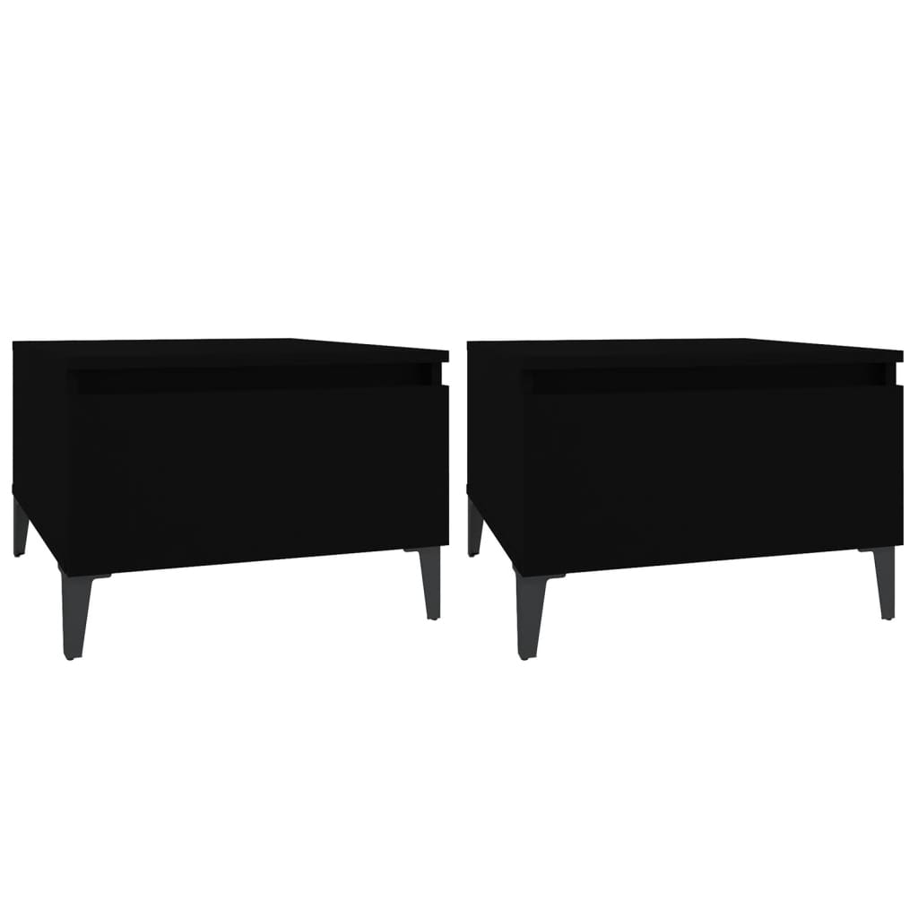 Sidebord 2 Stk Svart 50X46X35 Cm Konstruert Tre