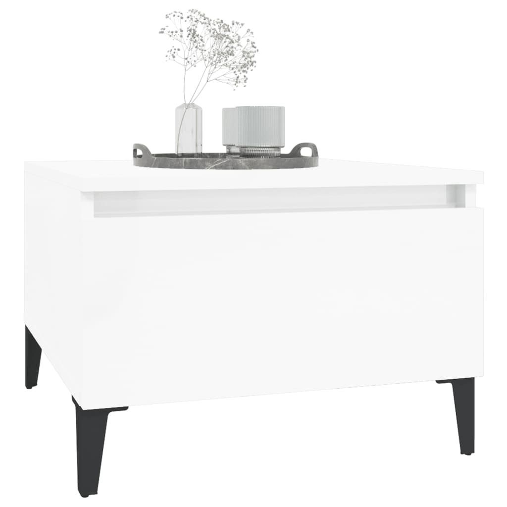 Sidebord Høyglans Hvit 50X46X35 Cm Konstruert Tre