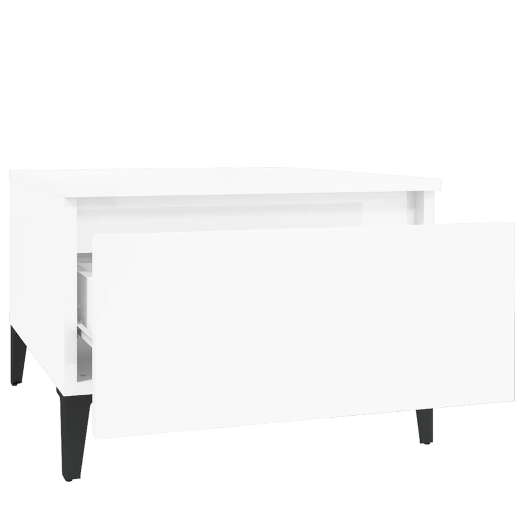 Sidebord Høyglans Hvit 50X46X35 Cm Konstruert Tre