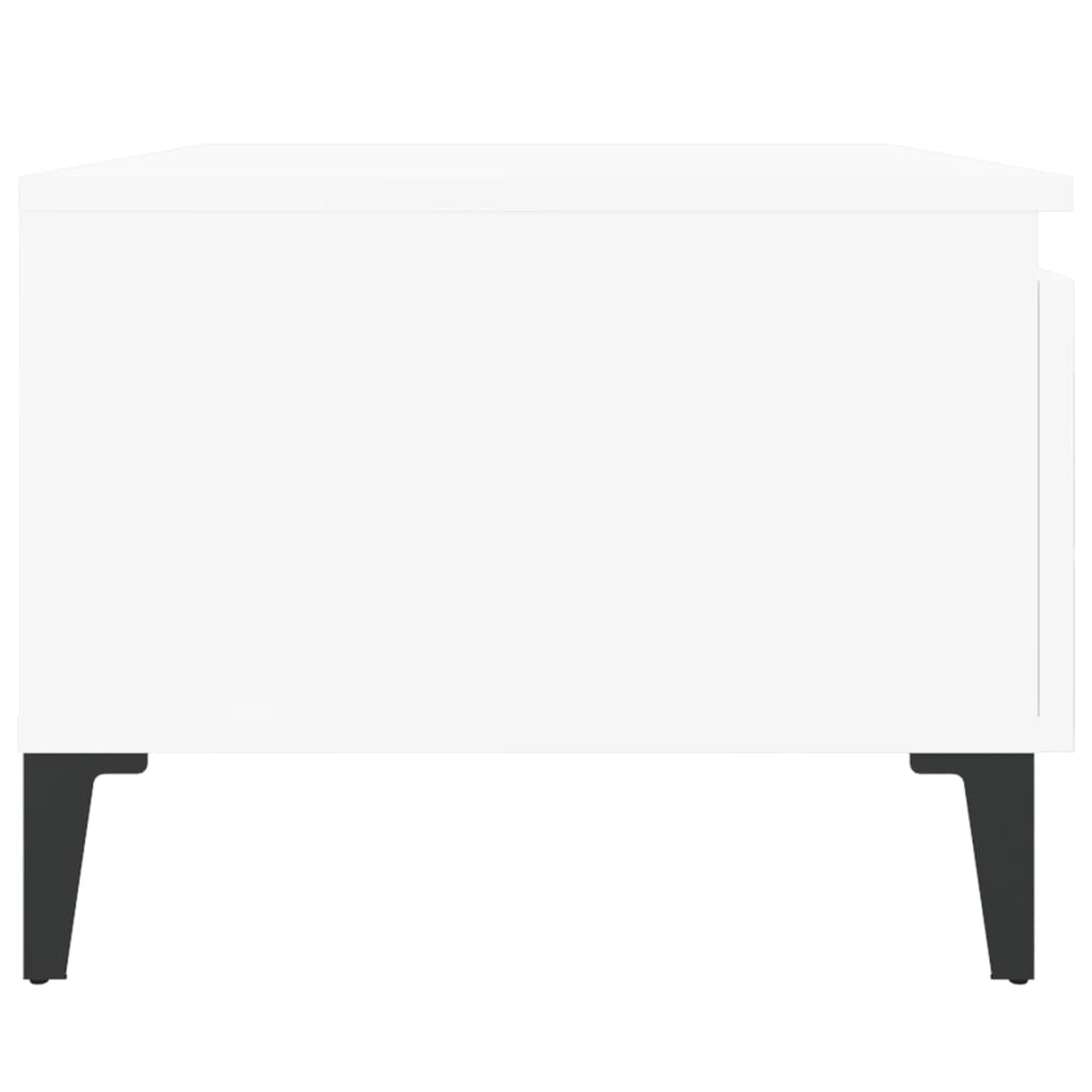 Sidebord Høyglans Hvit 50X46X35 Cm Konstruert Tre
