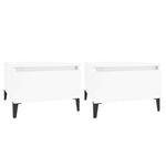 Sidebord 2 Stk Høyglans Hvit 50X46X35 Cm Konstruert Tre