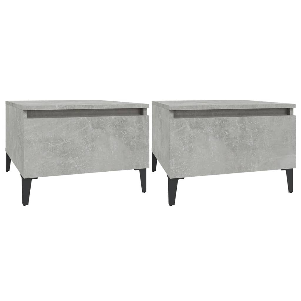 Sidebord 2 Stk Betonggrå 50X46X35 Cm Konstruert Tre
