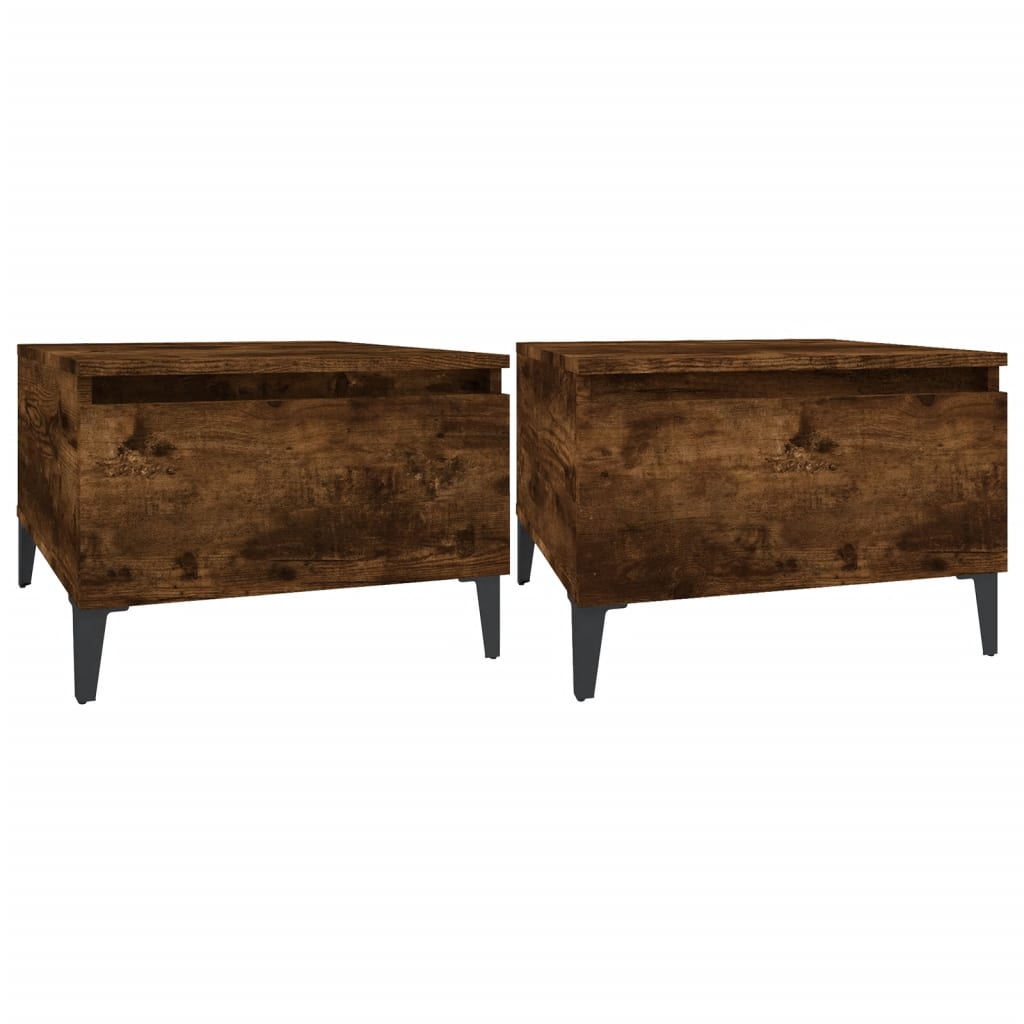 Sidebord 2 Stk Røkt Eik 50X46X35 Cm Konstruert Tre