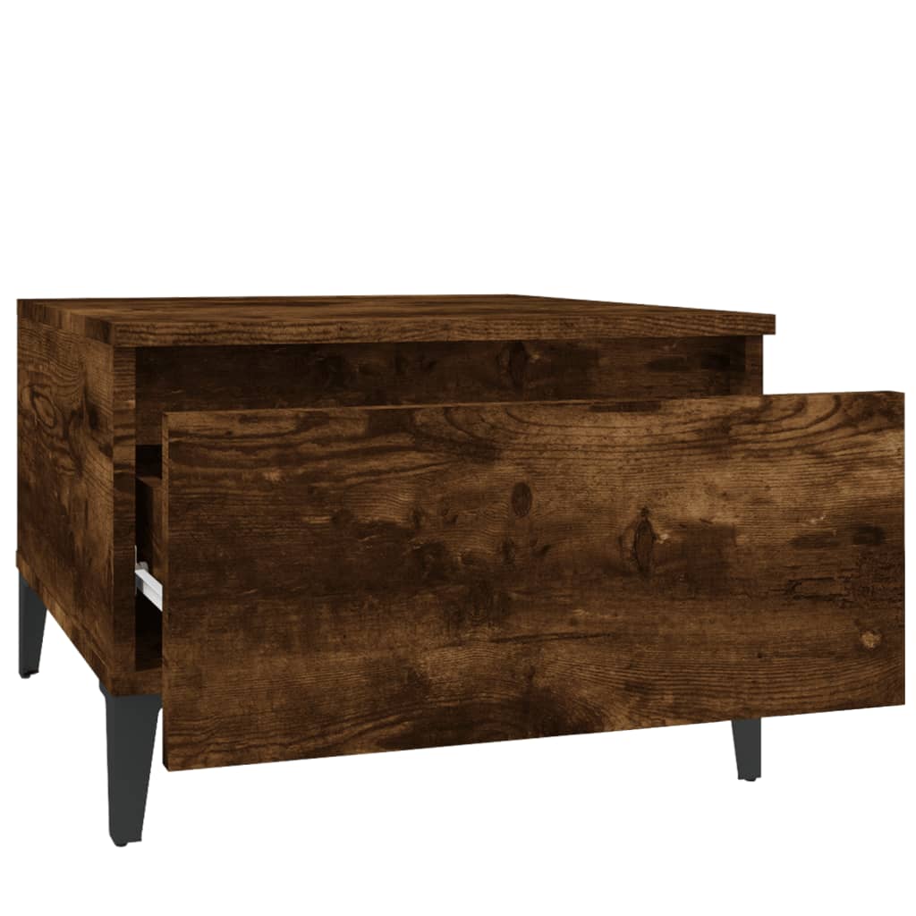 Sidebord 2 Stk Røkt Eik 50X46X35 Cm Konstruert Tre
