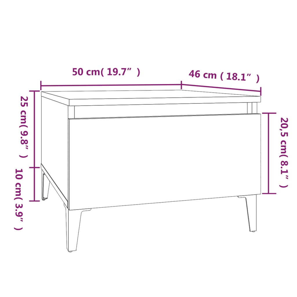 Sidebord 2 Stk Grå Sonoma 50X46X35 Cm Konstruert Tre