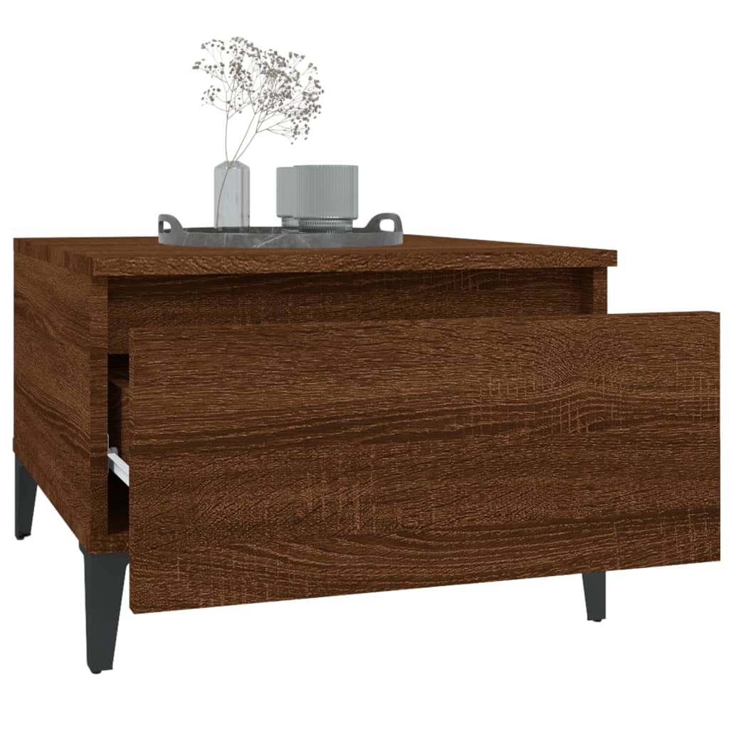 Sidebord Brun Eik 50X46X35 Cm Konstruert Tre