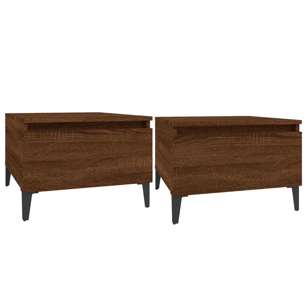 Sidebord 2 Stk Brun Eik 50X46X35 Cm Konstruert Tre