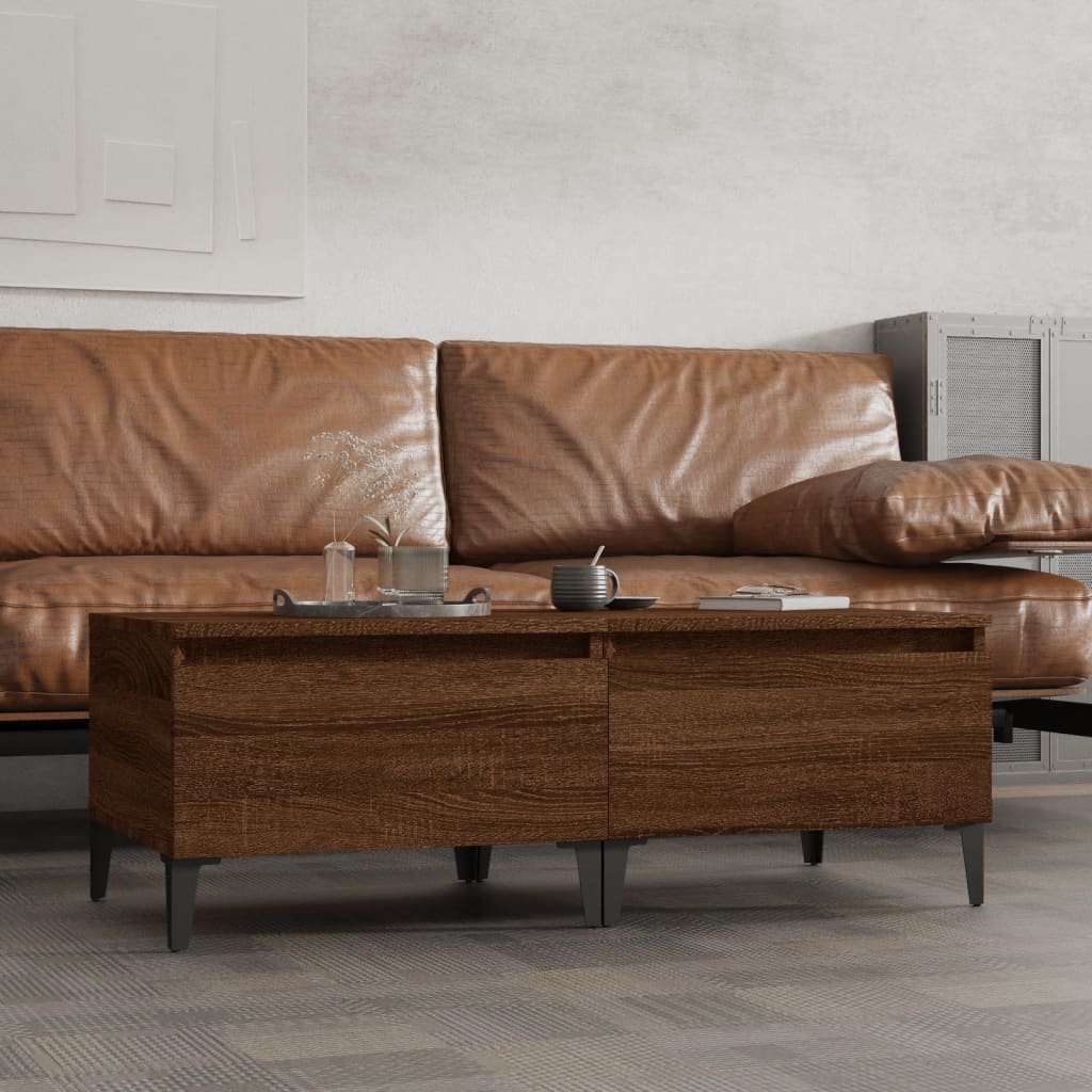 Sidebord 2 Stk Brun Eik 50X46X35 Cm Konstruert Tre
