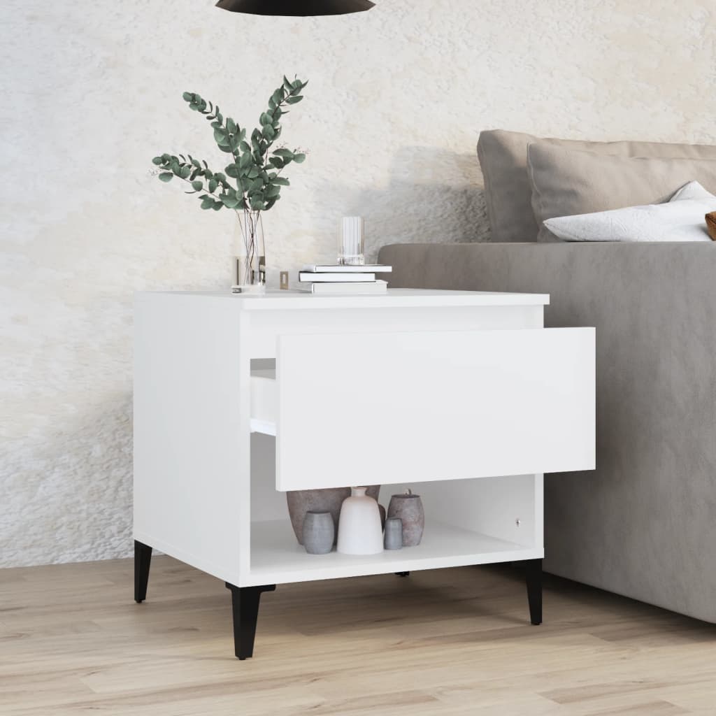 Sidebord Hvit 50X46X50 Cm Konstruert Tre