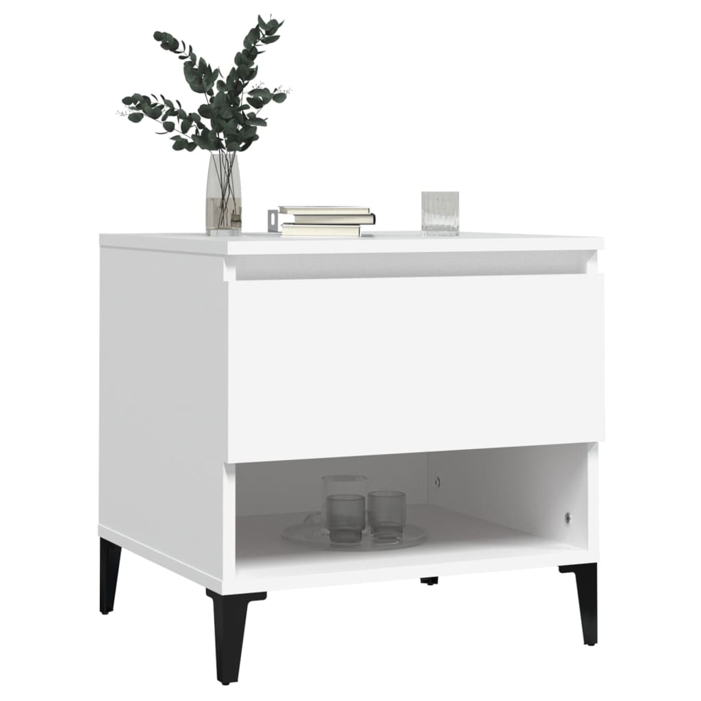 Sidebord Hvit 50X46X50 Cm Konstruert Tre