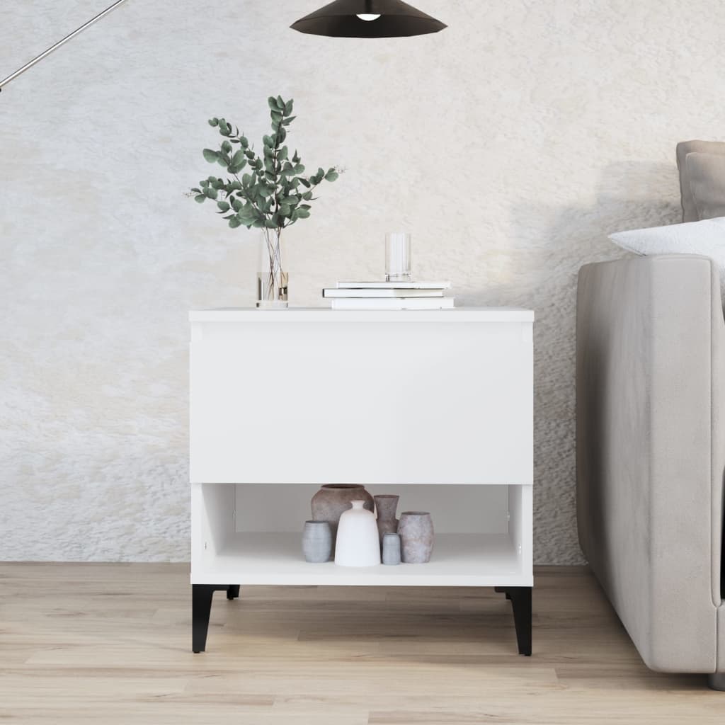 Sidebord Hvit 50X46X50 Cm Konstruert Tre