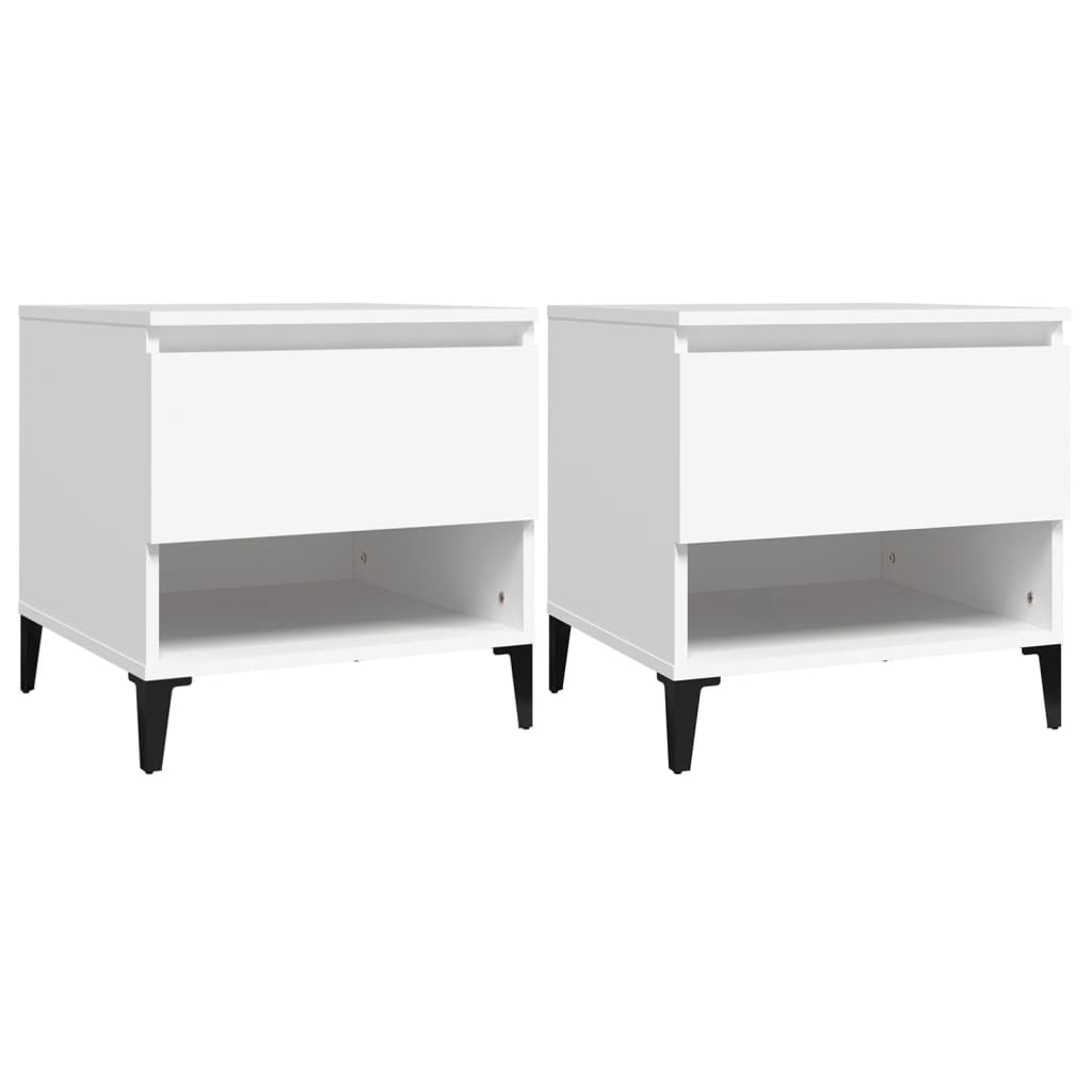 Sidebord 2 Stk Hvit 50X46X50 Cm Konstruert Tre