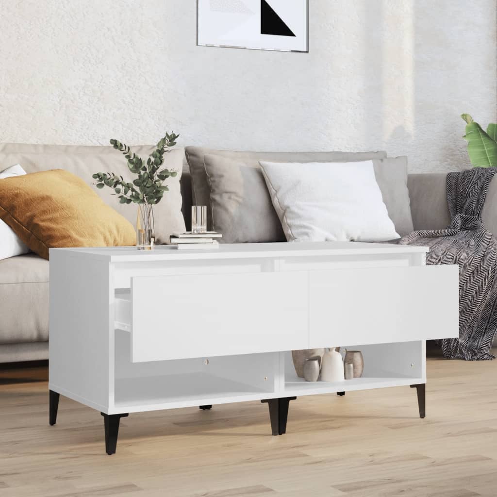 Sidebord 2 Stk Hvit 50X46X50 Cm Konstruert Tre