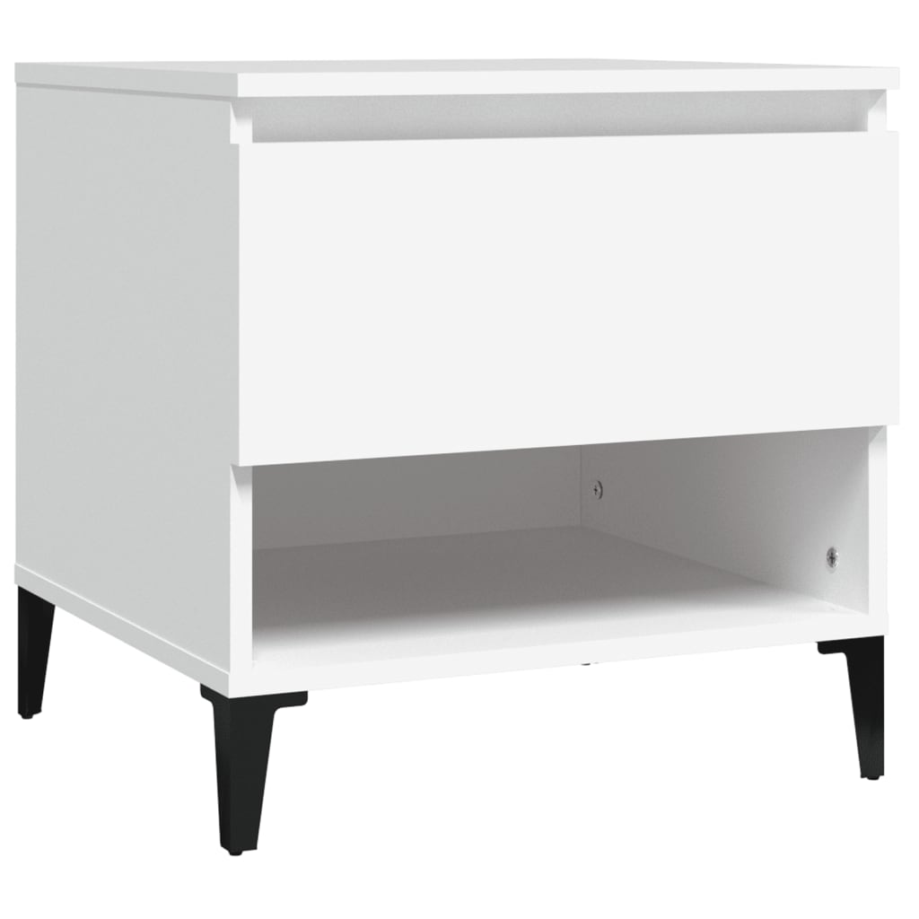 Sidebord 2 Stk Hvit 50X46X50 Cm Konstruert Tre