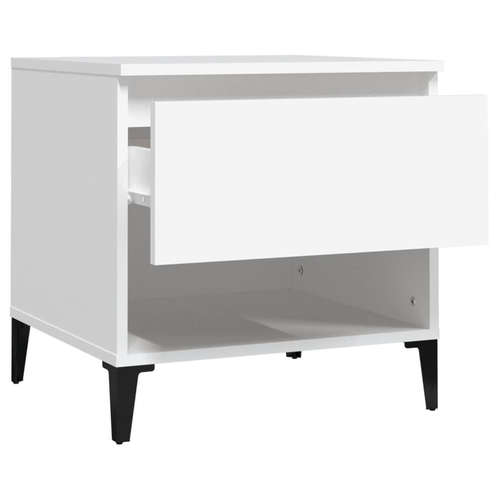 Sidebord 2 Stk Hvit 50X46X50 Cm Konstruert Tre