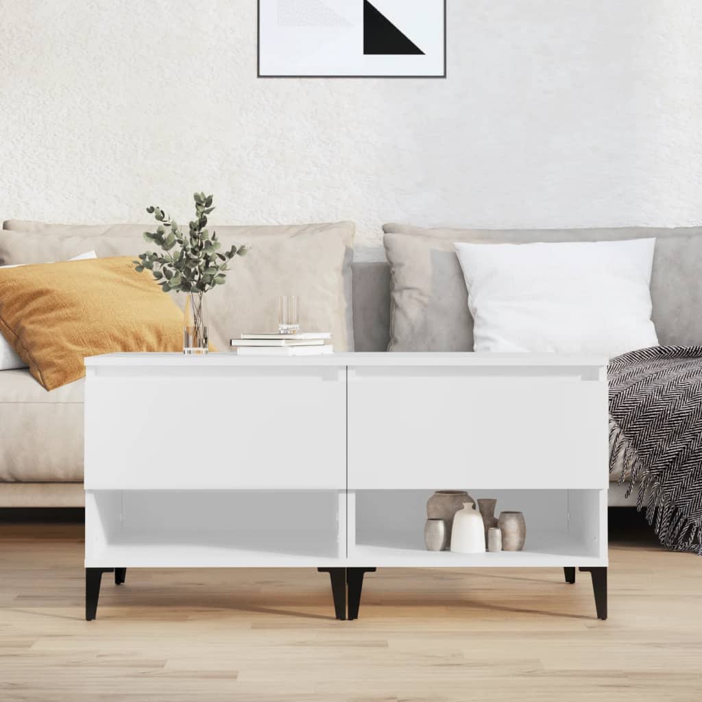Sidebord 2 Stk Hvit 50X46X50 Cm Konstruert Tre