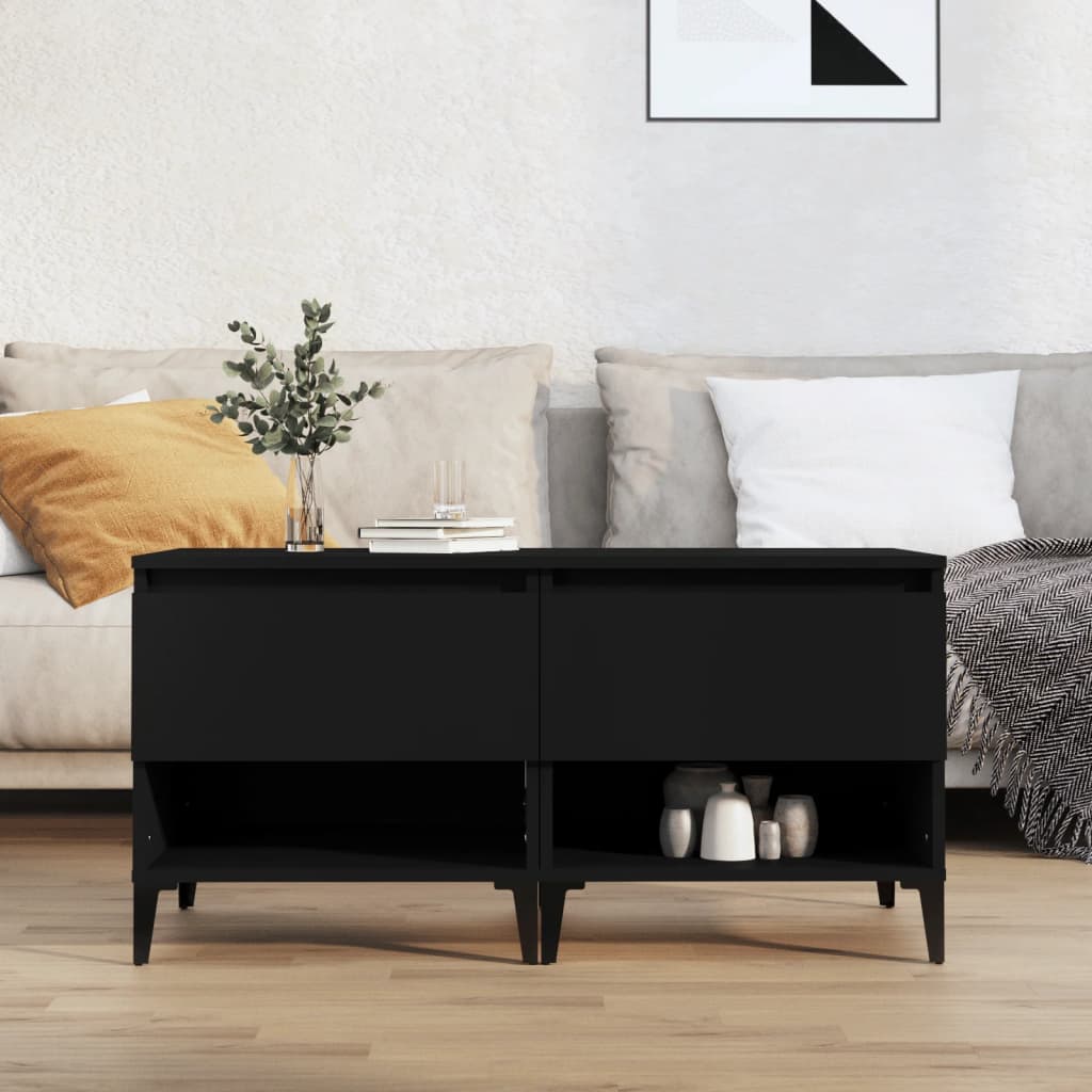 Sidebord 2 Stk Svart 50X46X50 Cm Konstruert Tre
