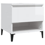 Sidebord Høyglans Hvit 50X46X50 Cm Konstruert Tre