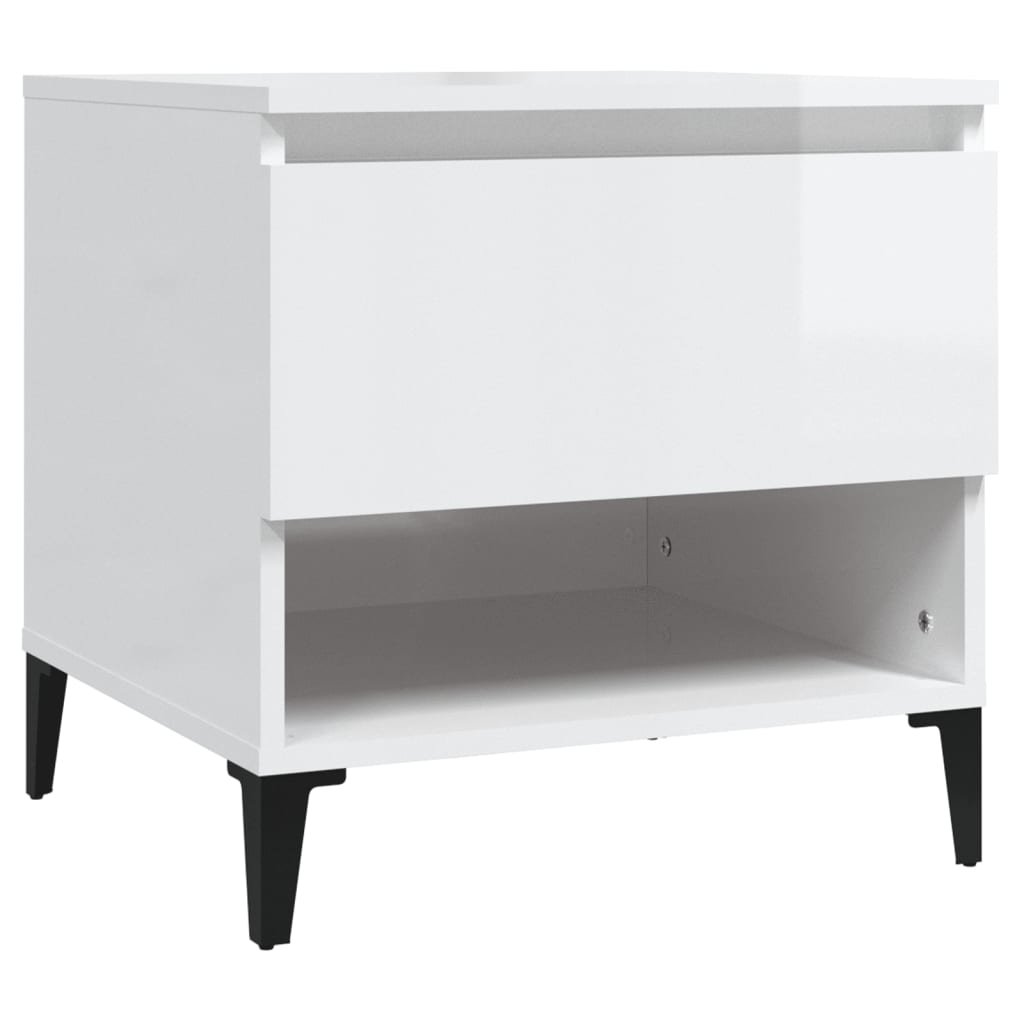 Sidebord Høyglans Hvit 50X46X50 Cm Konstruert Tre