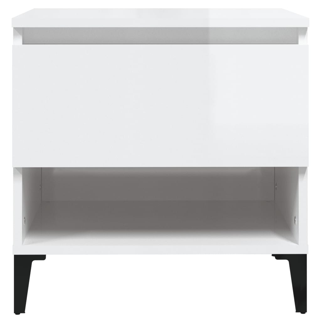 Sidebord Høyglans Hvit 50X46X50 Cm Konstruert Tre
