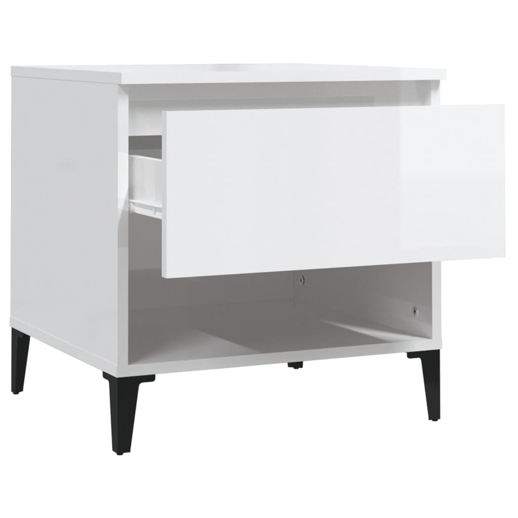 Sidebord Høyglans Hvit 50X46X50 Cm Konstruert Tre