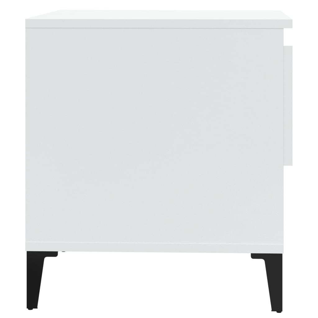 Sidebord Høyglans Hvit 50X46X50 Cm Konstruert Tre