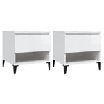 Sidebord 2 Stk Høyglans Hvit 50X46X50 Cm Konstruert Tre