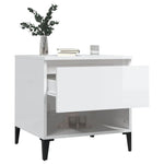 Sidebord 2 Stk Høyglans Hvit 50X46X50 Cm Konstruert Tre