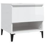 Sidebord 2 Stk Høyglans Hvit 50X46X50 Cm Konstruert Tre