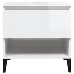 Sidebord 2 Stk Høyglans Hvit 50X46X50 Cm Konstruert Tre
