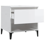 Sidebord 2 Stk Høyglans Hvit 50X46X50 Cm Konstruert Tre