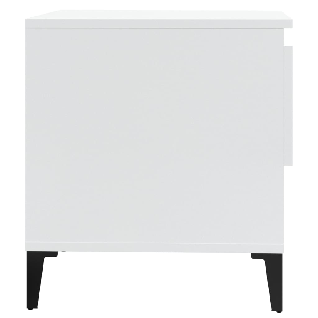 Sidebord 2 Stk Høyglans Hvit 50X46X50 Cm Konstruert Tre