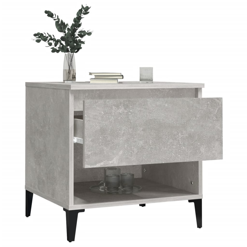 Sidebord 2 Stk Betonggrå 50X46X50 Cm Konstruert Tre
