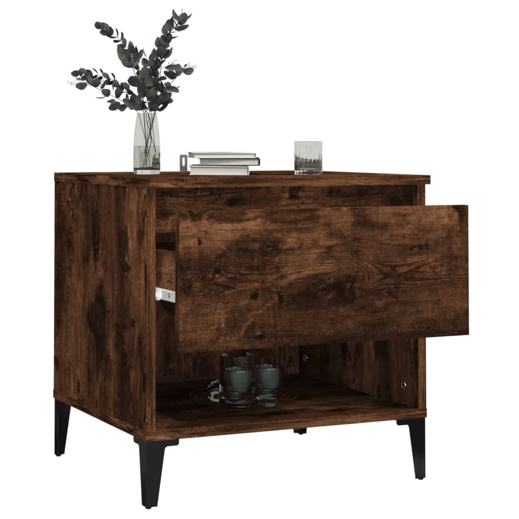Sidebord 2 Stk Røkt Eik 50X46X50 Cm Konstruert Tre