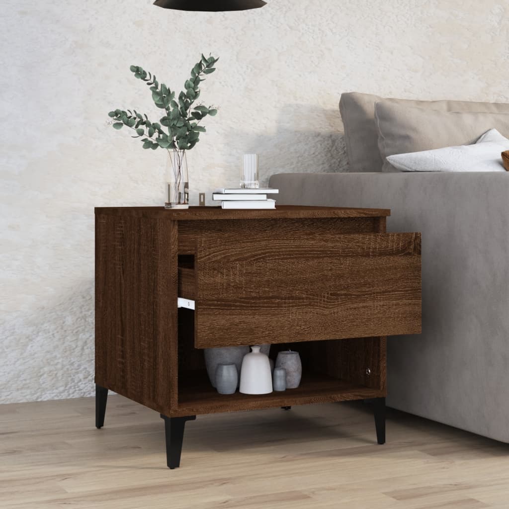 Sidebord Brun Eik 50X46X50 Cm Konstruert Tre