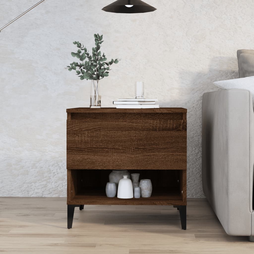 Sidebord Brun Eik 50X46X50 Cm Konstruert Tre